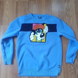Southpole Sweatshirt Mens XL Blue Graphic Character Stripe Fleece Crewneck